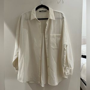 Zara White Ribbed Overshirt